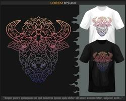 gradiente colorida búfalo cabeça mandala artes isolado em Preto e branco t camisa. vetor