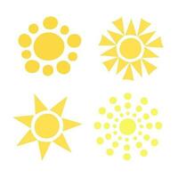 simples amarelo Sol conjunto vetor ilustração, fofa verão imagem para fazer cartões, decoração, verão e feriado Projeto para crianças
