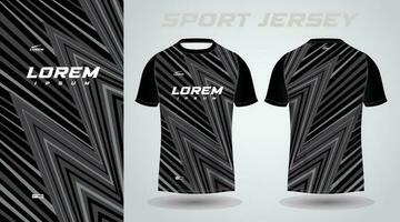 Preto futebol jérsei ou futebol jérsei modelo Projeto para roupa de esporte. futebol camiseta brincar vetor