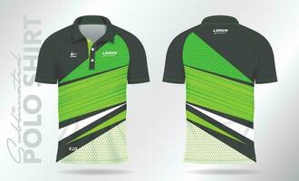 Preto verde sublimação pólo camisa brincar modelo Projeto para badminton camisa, tênis, futebol, futebol ou esporte uniforme vetor