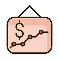 apresentação gráfico relatório financeiro negócios linha de mercado de ações e ícone de preenchimento vetor