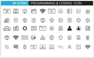 desenvolvedor ícone definir. incluído a ícones Como código, programador codificação, Móvel aplicativo, api, nó conectar, fluxo, lógica, e rede codificador vetor. vetor