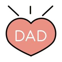 feliz dia dos pais inscrição do pai coração amor linha de celebração e ícone de preenchimento vetor