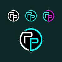 pp na moda carta logotipo Projeto com círculo vetor