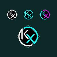 kx na moda carta logotipo Projeto com círculo vetor