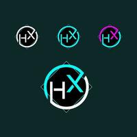 hx na moda carta logotipo Projeto com círculo vetor