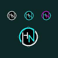 hn na moda carta logotipo Projeto com círculo vetor