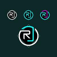 rj na moda carta logotipo Projeto com círculo vetor