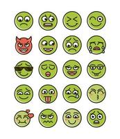 conjunto de ícones expressivos emoticon carinhas sorridentes engraçadas vetor