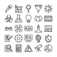 ícone de estilo de linha de coleção de ícones de estudo de laboratório de ciência e pesquisa vetor