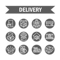 entrega de carga serviço de transporte logístico de comércio ícones definir estilo de bloco vetor