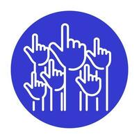 pessoas mãos acima voto ícone logotipo comunidade roxa círculo branco esboço Projeto vetor