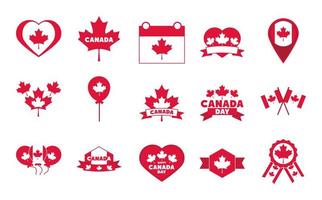 dia do Canadá independência liberdade nacional patriotismo celebração ícones definir ícone de estilo simples vetor