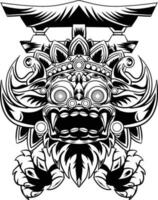 vetor ilustração barong do barong bali mascarar Preto cor isolado em branco fundo