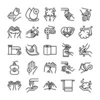 ícone de estilo de linha de higiene pessoal das mãos prevenção de doenças e cuidados de saúde vetor