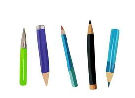 uma conjunto do marcadores, lápis e canetas pintado dentro aquarela. vetor ilustração para estudar. costas para escola, suprimentos para Aulas.