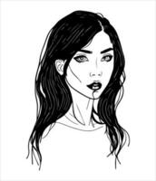 simples, minimalista vetor ilustração conjunto do lindo mulher face. linha desenho. 1 linha arte.