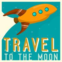 Viagem de nave espacial vintage para a lua Poster Vector Illustration