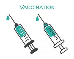 conceito de vacinação de vetor de seringa contra covid19 isolado no fundo