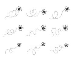caminho de vôo de abelha uma abelha voando em linha pontilhada o caminho de vôo de uma abelha para o mel vetor