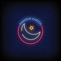 Vetor de texto estilo sinais de néon ramadan kareem