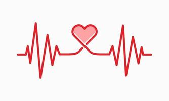 ilustração de linha de batimento cardíaco, rastreamento de pulso, ecg ou ekg, símbolo gráfico de cardio para ilustração vetorial de análise médica e saudável