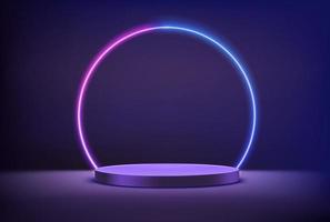 palco vazio com iluminação neon circular vetor