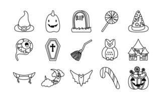pacote de quinze ícones de conjunto de halloween vetor