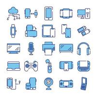 pacote de vinte e cinco dispositivos eletrônicos conjunto de ícones de coleção vetor