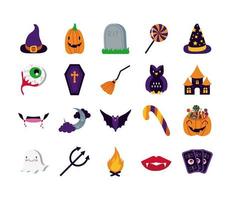 pacote de vinte ícones de conjunto de halloween vetor
