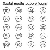 ícone de bolha de mídia social definido em estilo de linha fina vetor