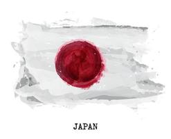 pintura em aquarela bandeira do vetor japão