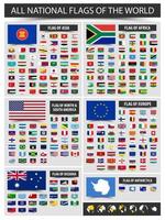 todas as bandeiras nacionais oficiais do vetor de estilo flutuante mundial