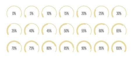 conjunto de diagramas de porcentagem de arco de setor circular vetor