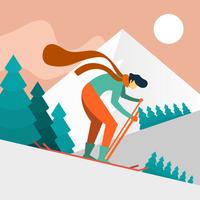 Esquiador de homem liso em ilustração vetorial de ação vetor