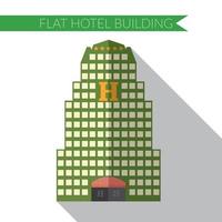 ilustração em vetor moderno design plano do ícone de edifício de hotel, com sombra longa