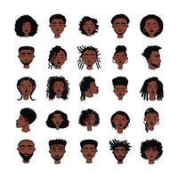 grupo de 25 personagens de avatares de afro-étnicos vetor