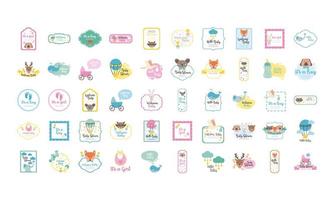 pacote de cinquenta ícones de conjunto de chá de bebê vetor