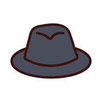 ícone de preenchimento e linha de moda masculina de chapéu clássico vetor
