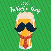 pôster do dia dos pais com um copo de cerveja bebendo com uma gravata e um bigode vetor