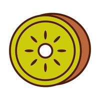 linha de produtos de kiwi de frutas frescas de alimentos saudáveis e ícone de estilo de preenchimento