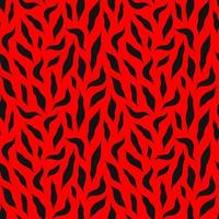 padrão sem emenda com uma silhueta de folhas pretas sobre fundo vermelho. costura padrão com folhas abstratas. um padrão abstrato manchado com a textura de uma ilustração animal. vetor