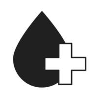 ícone de estilo de silhueta de pictograma de doação de sangue para caridade saúde médico e hospitalar vetor
