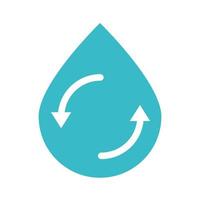 reciclar ícone de estilo de silhueta azul líquido natureza gota de água vetor