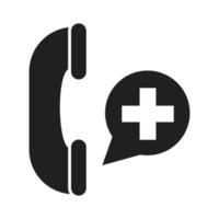 suporte por telefone ícone de estilo de silhueta de pictograma de assistência médica e hospitalar vetor