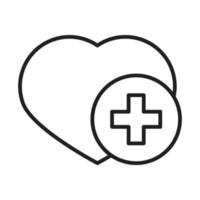 ícone de estilo de linha pictograma de coração amor saúde médico e hospitalar vetor
