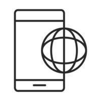 ícone de estilo de linha de dispositivo de tecnologia eletrônica de conexão mundial de telefone celular ou smartphone vetor