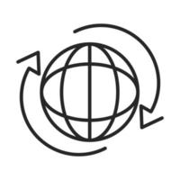 ao redor do mundo ícone de estilo de linha de conexão vetor