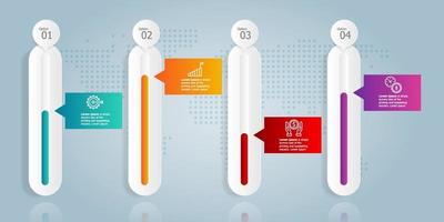 gráfico de crescimento horizontal abstrato infográficos 4 etapas vetor
