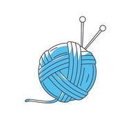 ícone de bola e agulhas de fio de tricô vetor